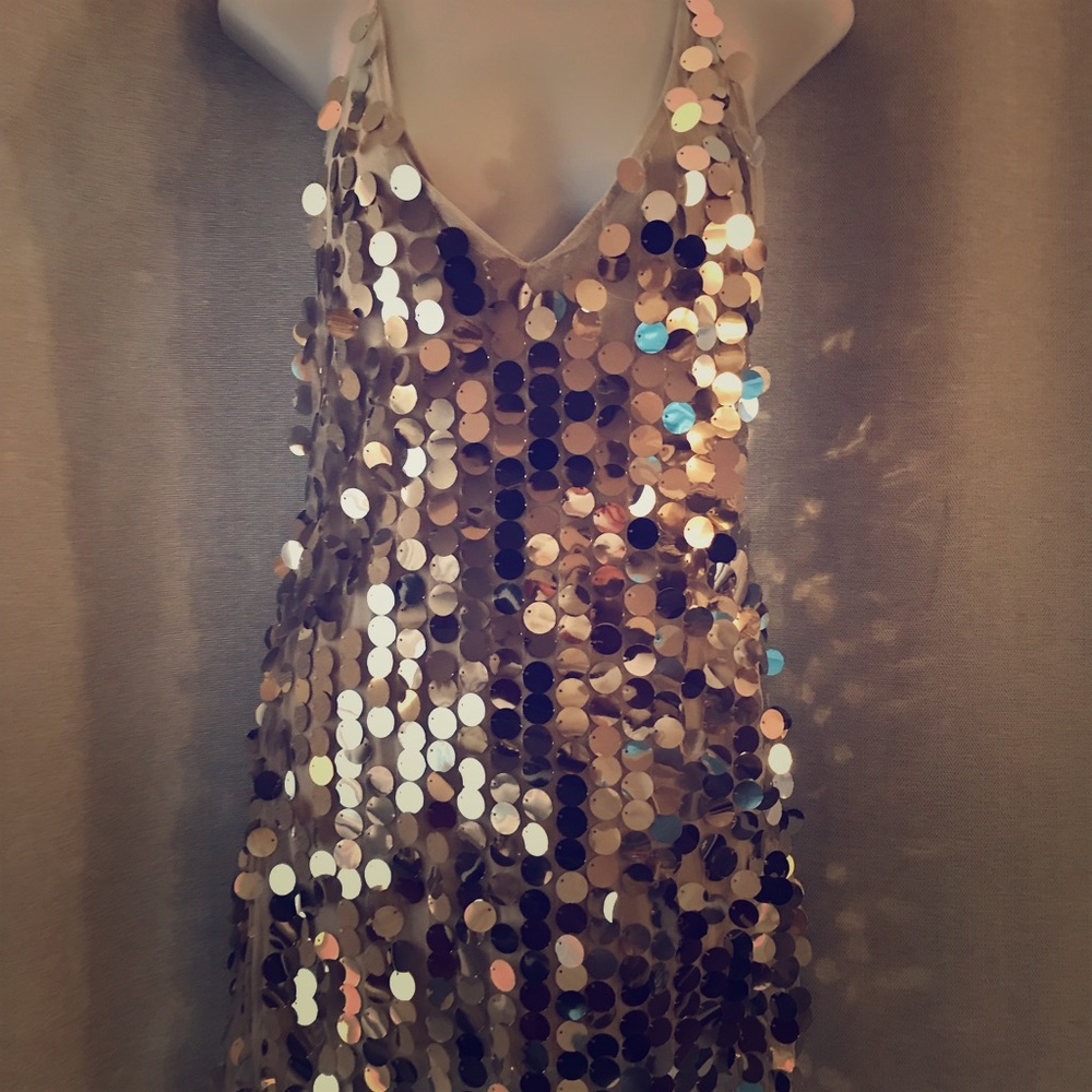 Silver sequin mini dress